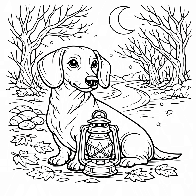 Free printable coloring page: A Dachshund In A Hot Dog Costume Looking Adorable, for ages 7-12