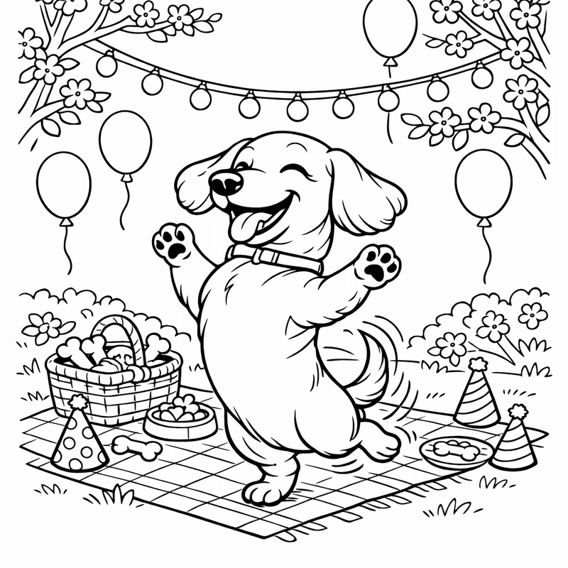 Free printable coloring page: A Miniature Dachshund Puppy Peeking Out Of A Blanket, for ages 7-12