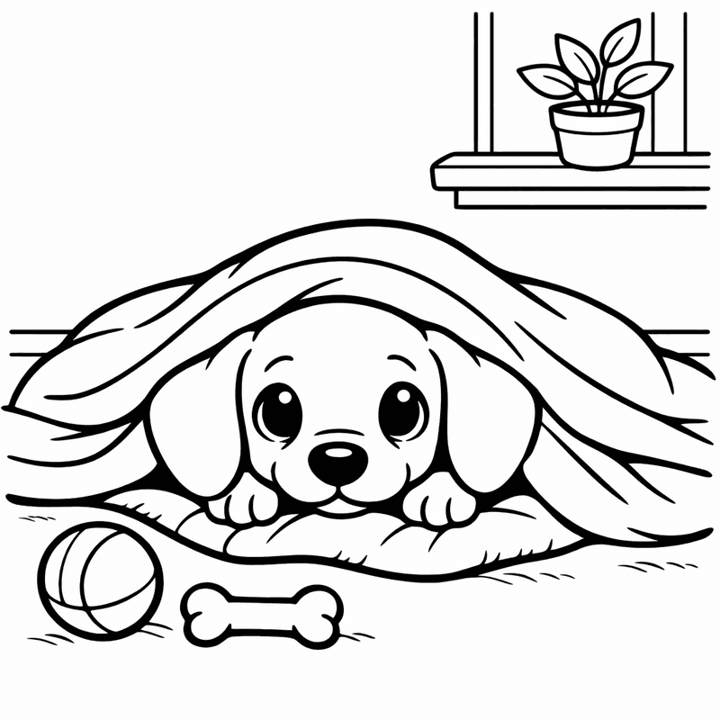 Free printable coloring page: A Dachshund Digging A Hole In A Garden, for ages 3-6