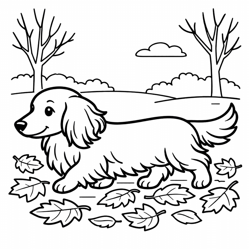 Free printable coloring page: Object Only: Two Dachshund Puppies Side By Side, No Background, for ages 3-6