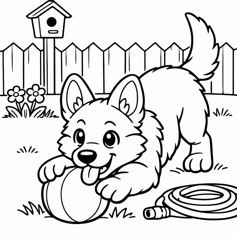 German Shepherd Coloring Page — A German Shepherd Running Through A Field