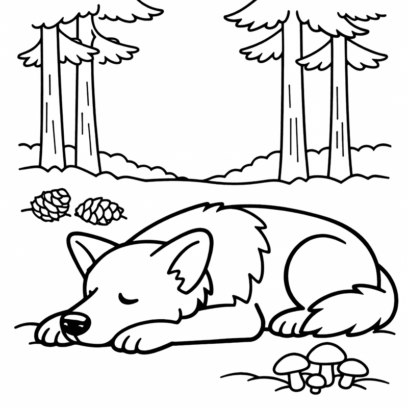 Free printable coloring page: A German Shepherd Running Through A Field, for ages 3-6