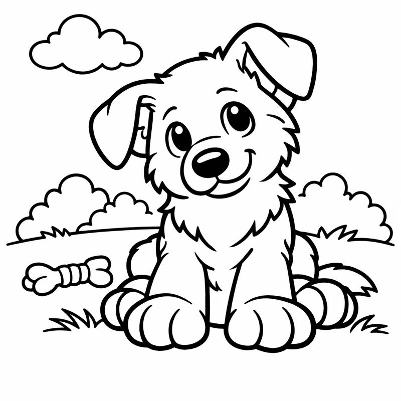 Free printable coloring page: A German Shepherd Puppy With Oversized Paws And Floppy Ears, for ages 3-6