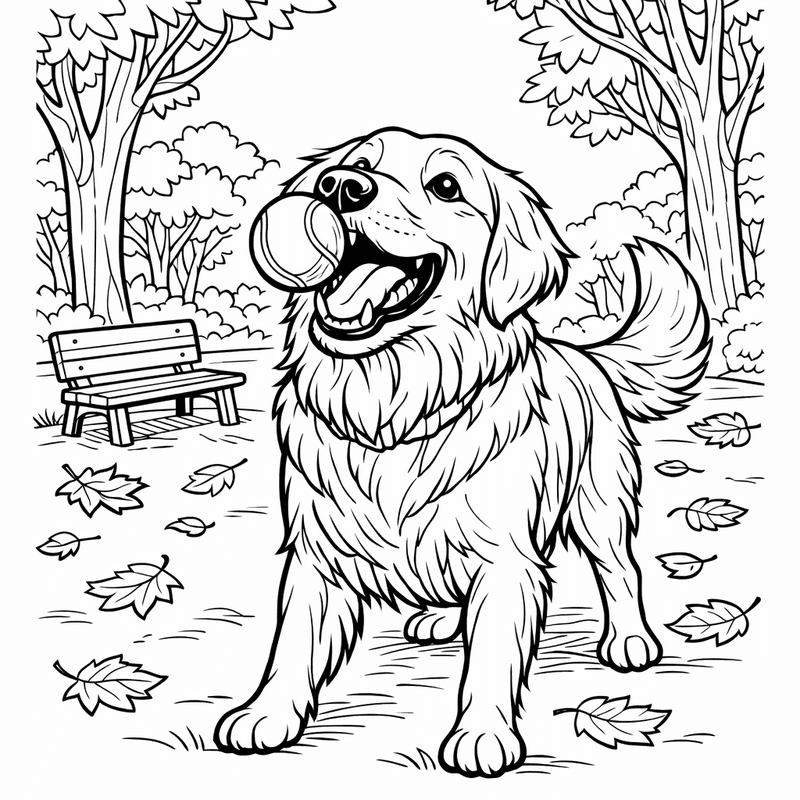 Free printable coloring page: A Golden Retriever Puppy Chewing On A Shoe, for ages 7-12