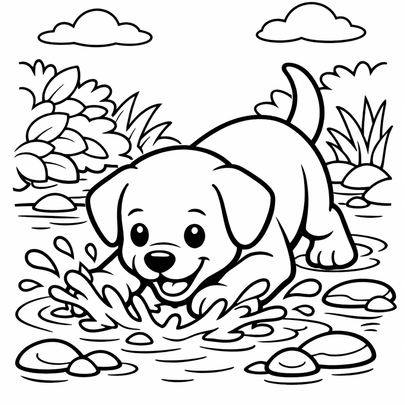 Labrador Coloring Page — A Labrador Guide Dog Walking With Its Owner