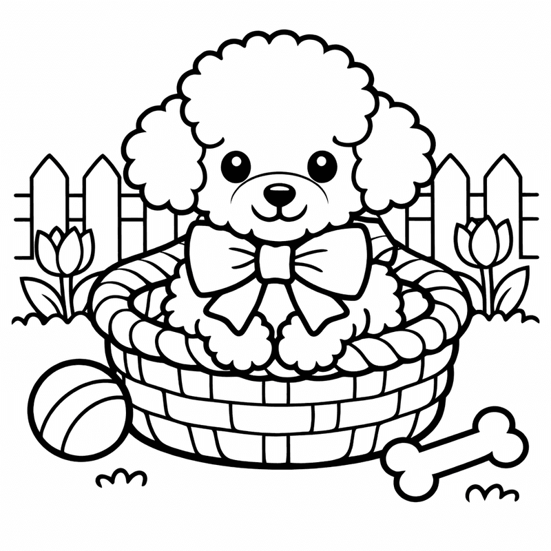Free printable coloring page: A Fluffy Poodle With A Fancy Haircut Sitting Elegantly, for ages 3-6
