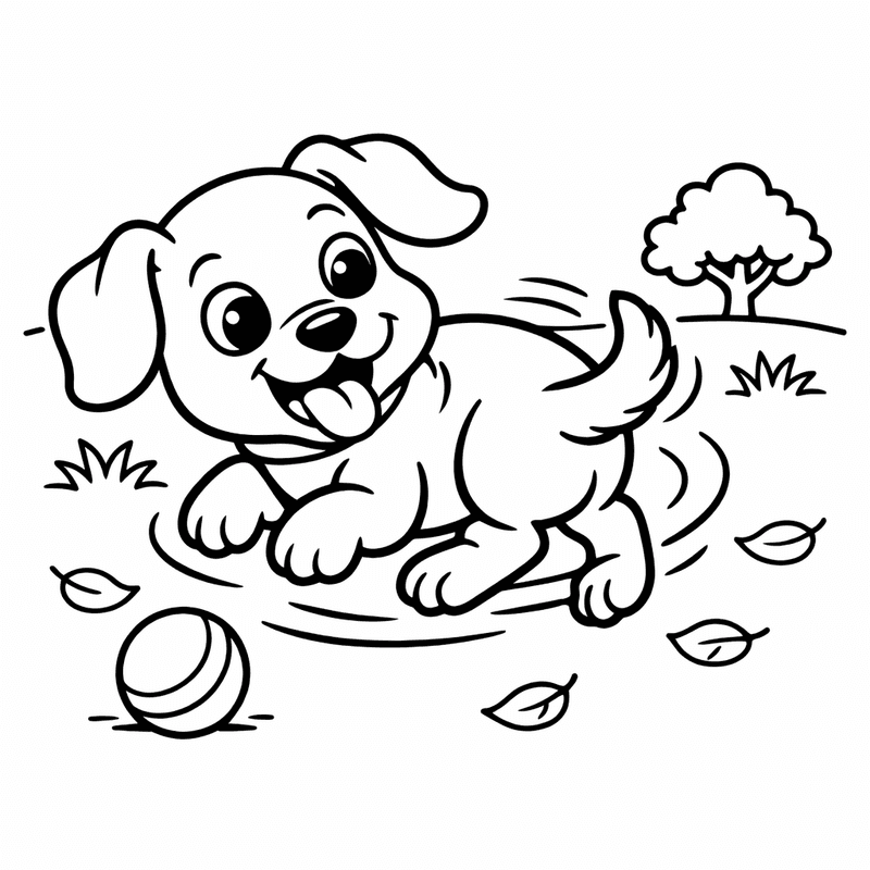 Puppy Coloring Page — A Puppy Chasing Its Own Tail In Circles