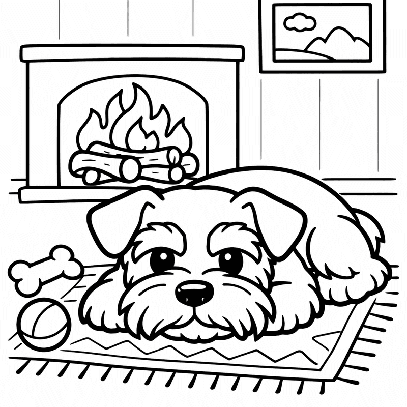 Free printable coloring page: Object Only: A Cute Schnauzer With Clean Outlines,…, for ages 3-6