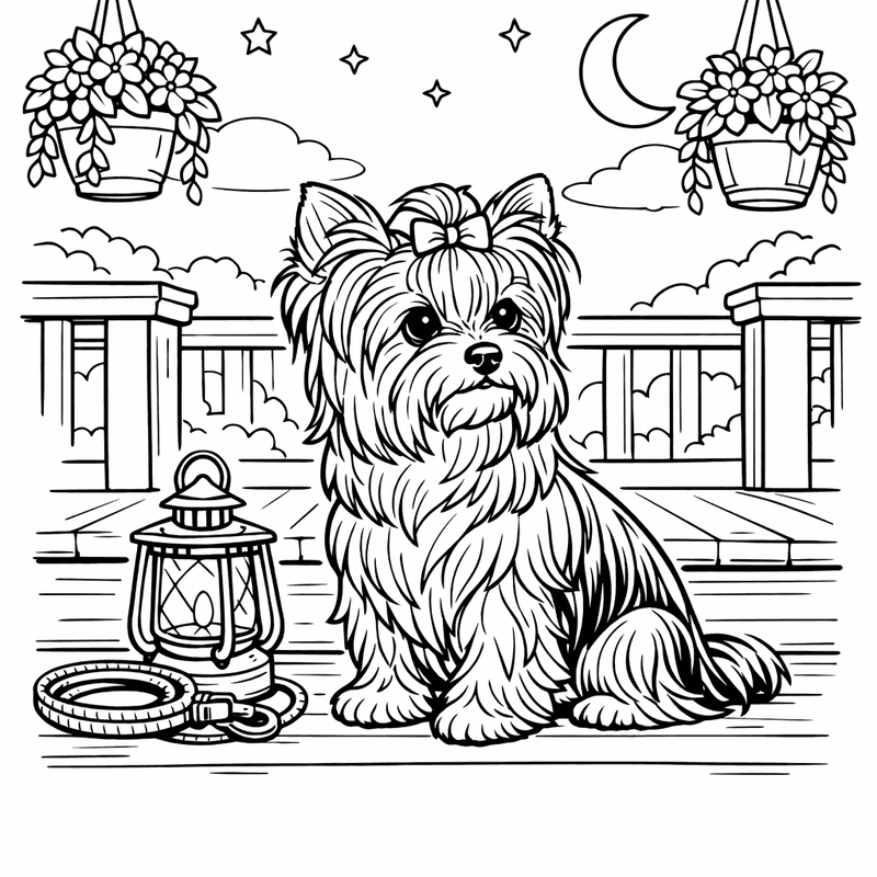Free printable coloring page: A Yorkie Puppy Sitting In A Handbag Looking…, for ages 7-12
