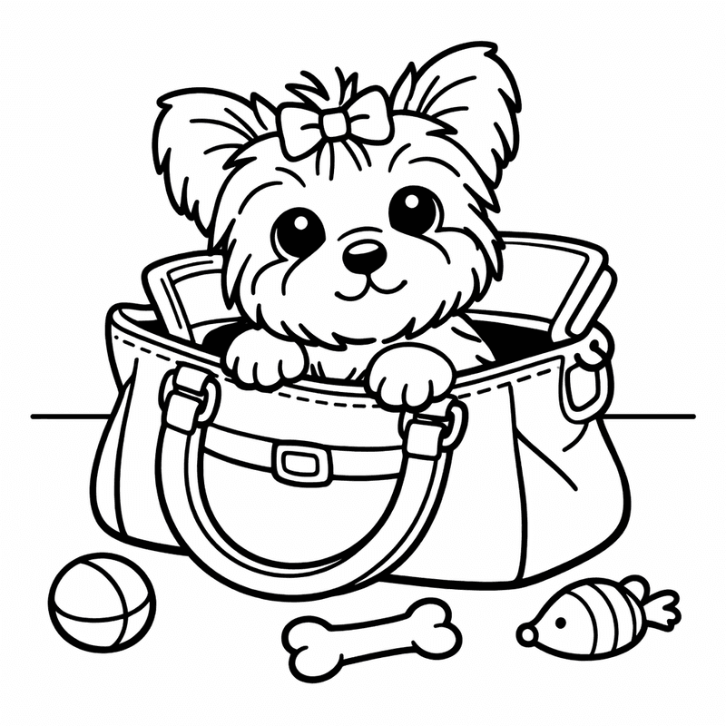 Free printable coloring page: A Yorkie Standing With Its Head Held High And Tail Up, for ages 3-6