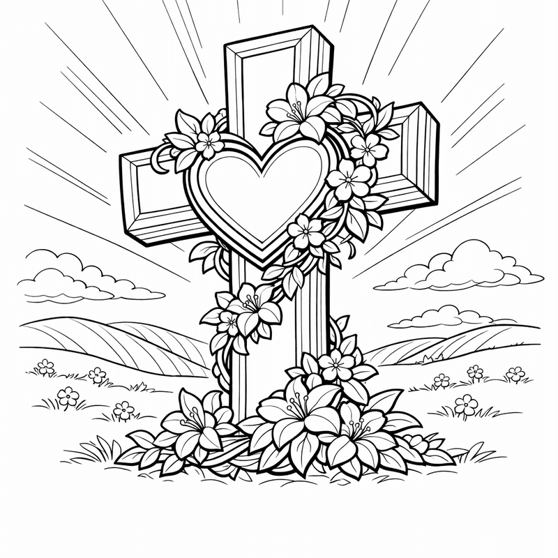 Free printable coloring page: A Stained Glass Style Cross With Colorful Patterns, for ages 7-12