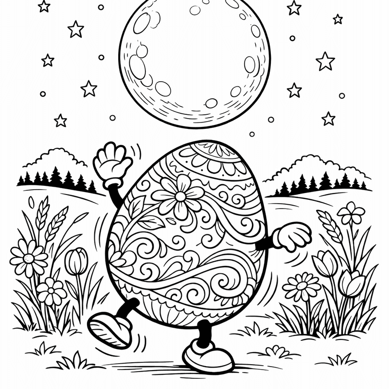 Free printable coloring page: An Easter Egg Cracking Open With A Baby Chick Peeking Out, for ages 7-12