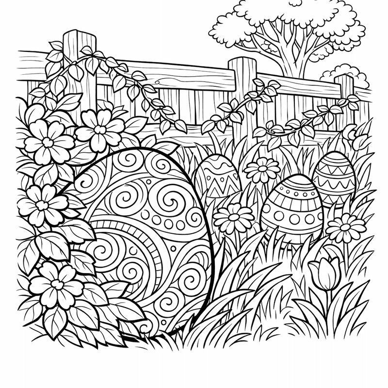 Free printable coloring page: Object Only: A Cute Easter Egg With Clean…, for ages 7-12