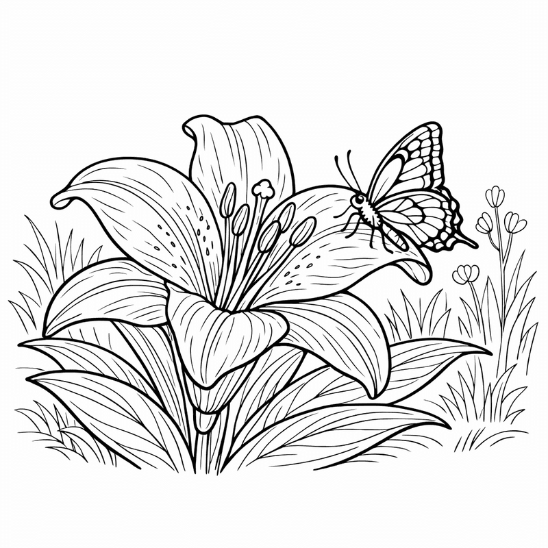 Free printable coloring page: Object Only: Two Or Three Easter Lilys Side…, for ages 7-12