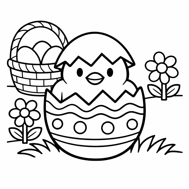 Free printable coloring page: Object Only: A Cute Easter Peeps With Clean Outlines, No Background, for ages 3-6