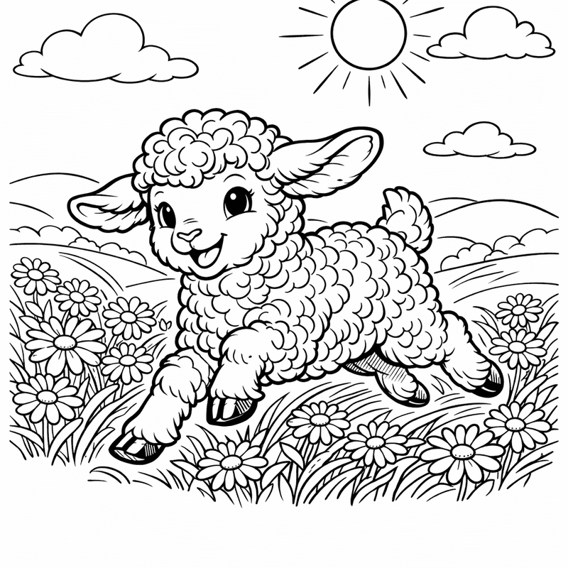 Free printable coloring page: Object Only: Two Or Three Lambs Side By…, for ages 7-12
