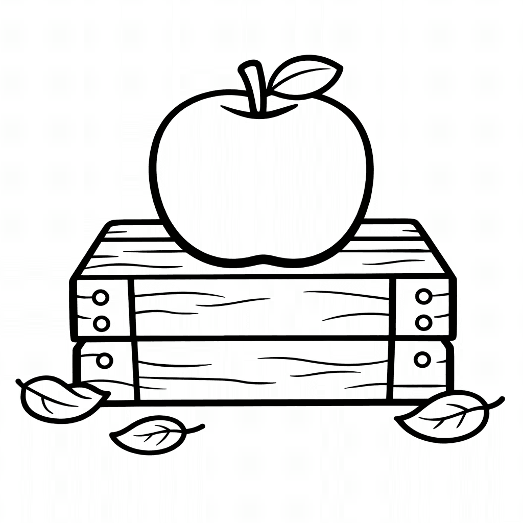 Free printable coloring page: Apple Orchard, for ages 3-6