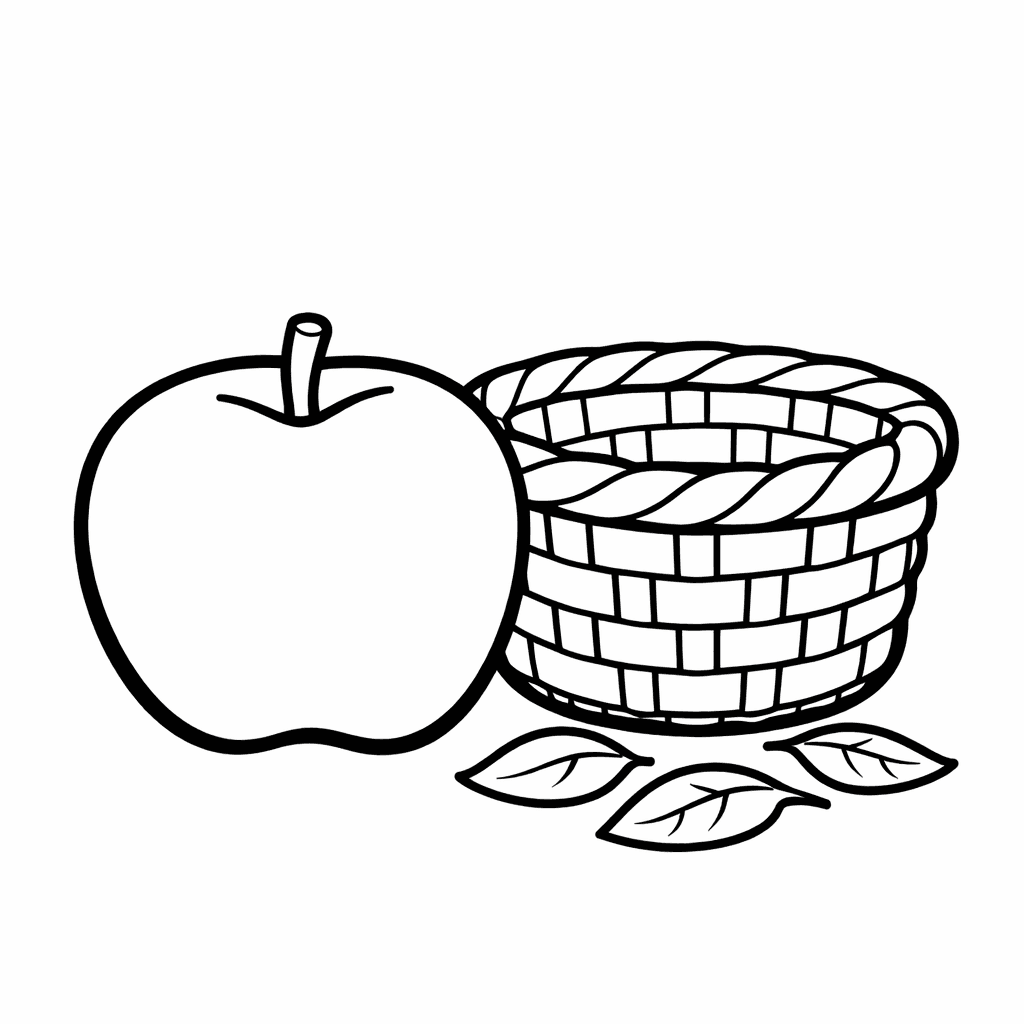 Free printable coloring page: Apple On Tree, for ages 3-6
