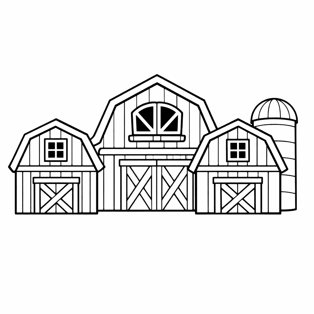 Free printable coloring page: Barn Front, for ages 3-6