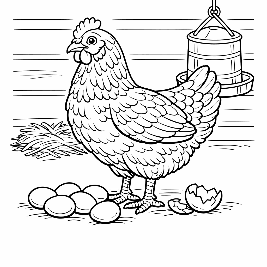 Free printable coloring page: Chicken Face, for ages 7-12