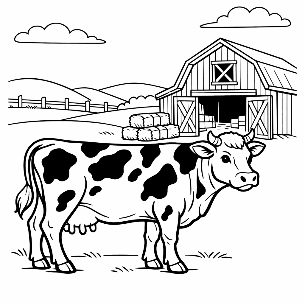 Free printable coloring page: Object Only: Two Or Three Cows Side By…, for ages 3-6