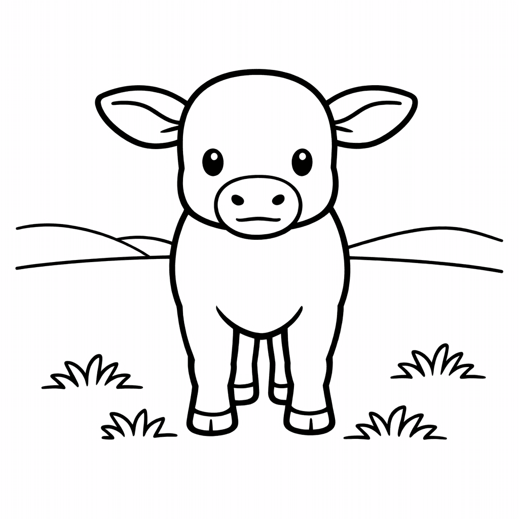 Free printable coloring page: Cow Grazing, for ages 7-12