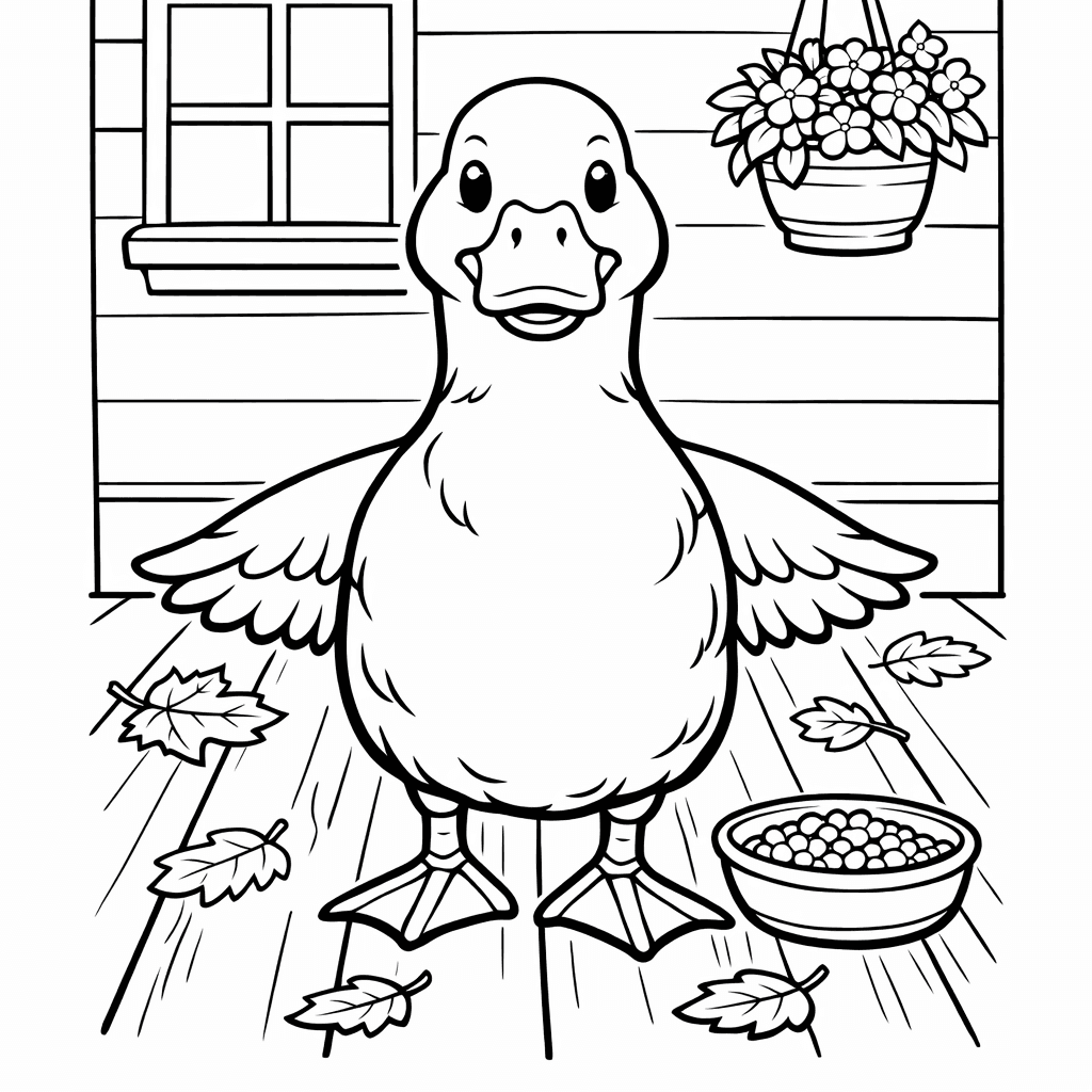 Free printable coloring page: Object Only: A Cute Duck With Clean Outlines, No Background, for ages 7-12