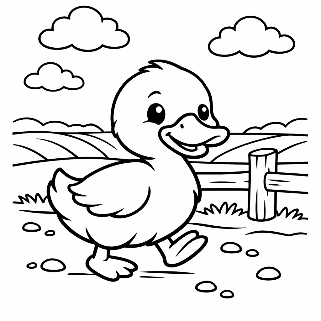 Free printable coloring page: Duck And Water, for ages 3-6