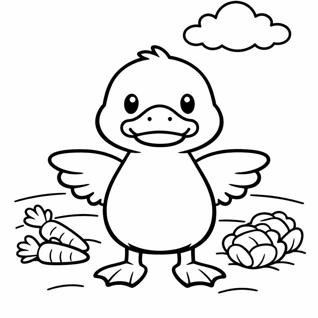 Free printable coloring page: Duck And Water, for ages 3-6