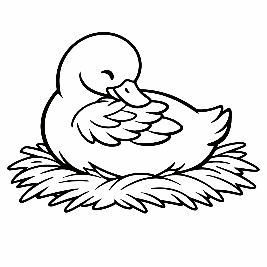 Free printable coloring page: Duck Face, for ages 3-6