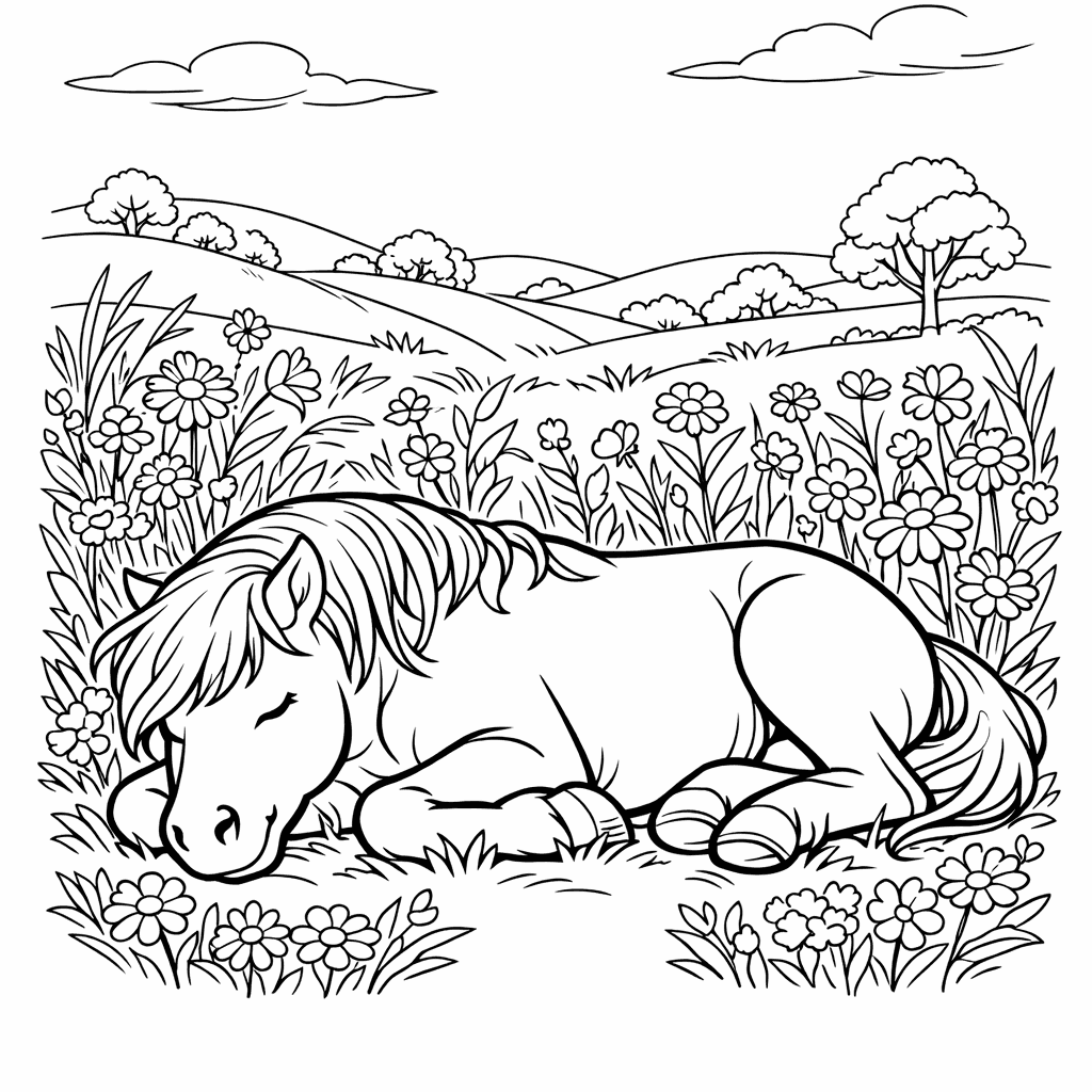 Free printable coloring page: Horse And Fence, for ages 7-12