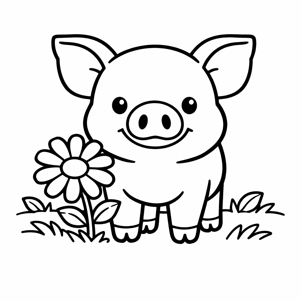 Free printable coloring page: Pig In Mud, for ages 7-12