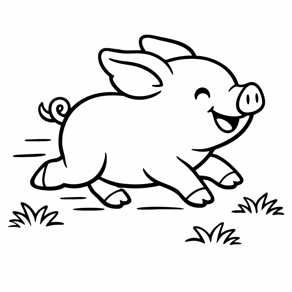 Free printable coloring page: Object Only: A Cute Pig With Clean Outlines,…, for ages 3-6