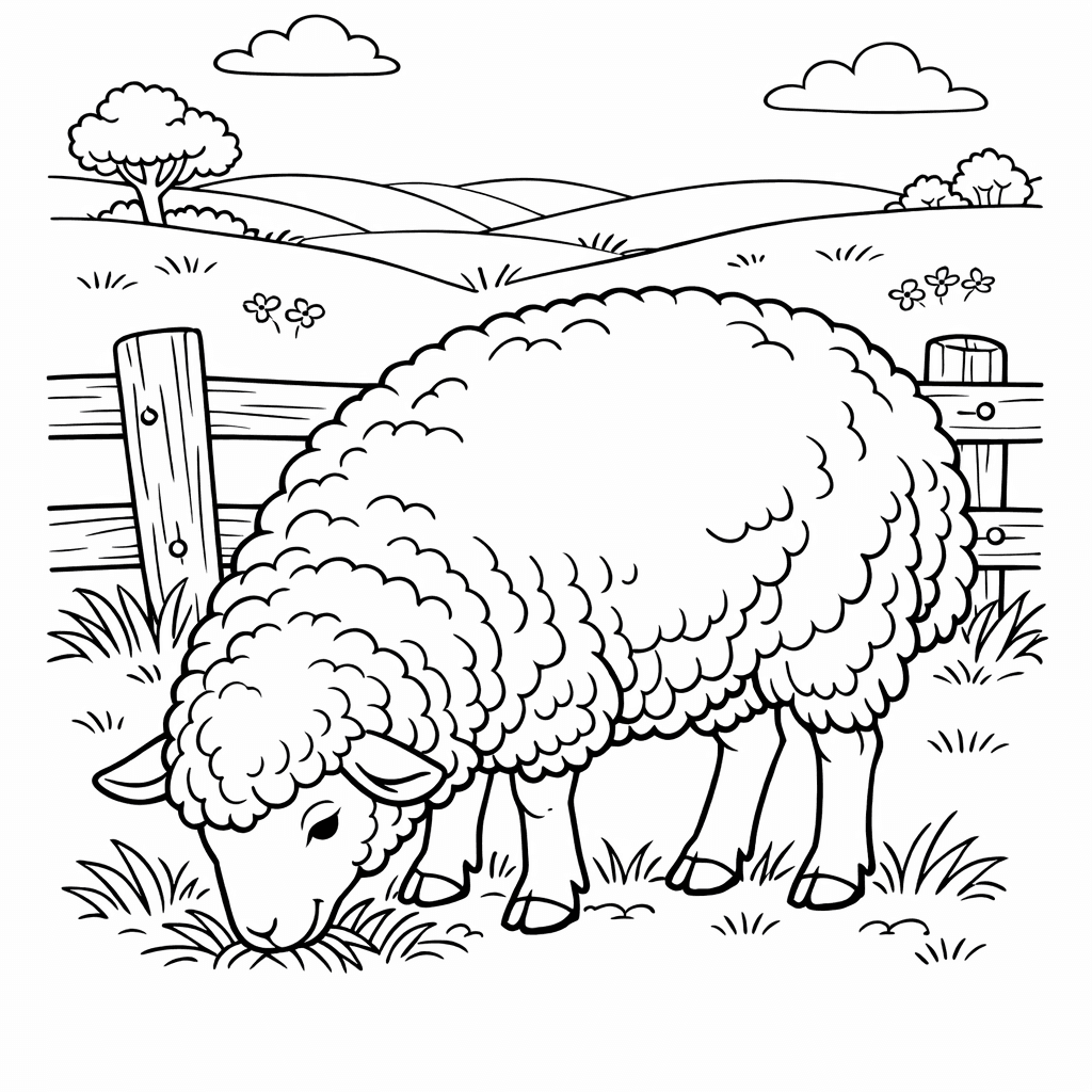 Free printable coloring page: Lamb, for ages 7-12