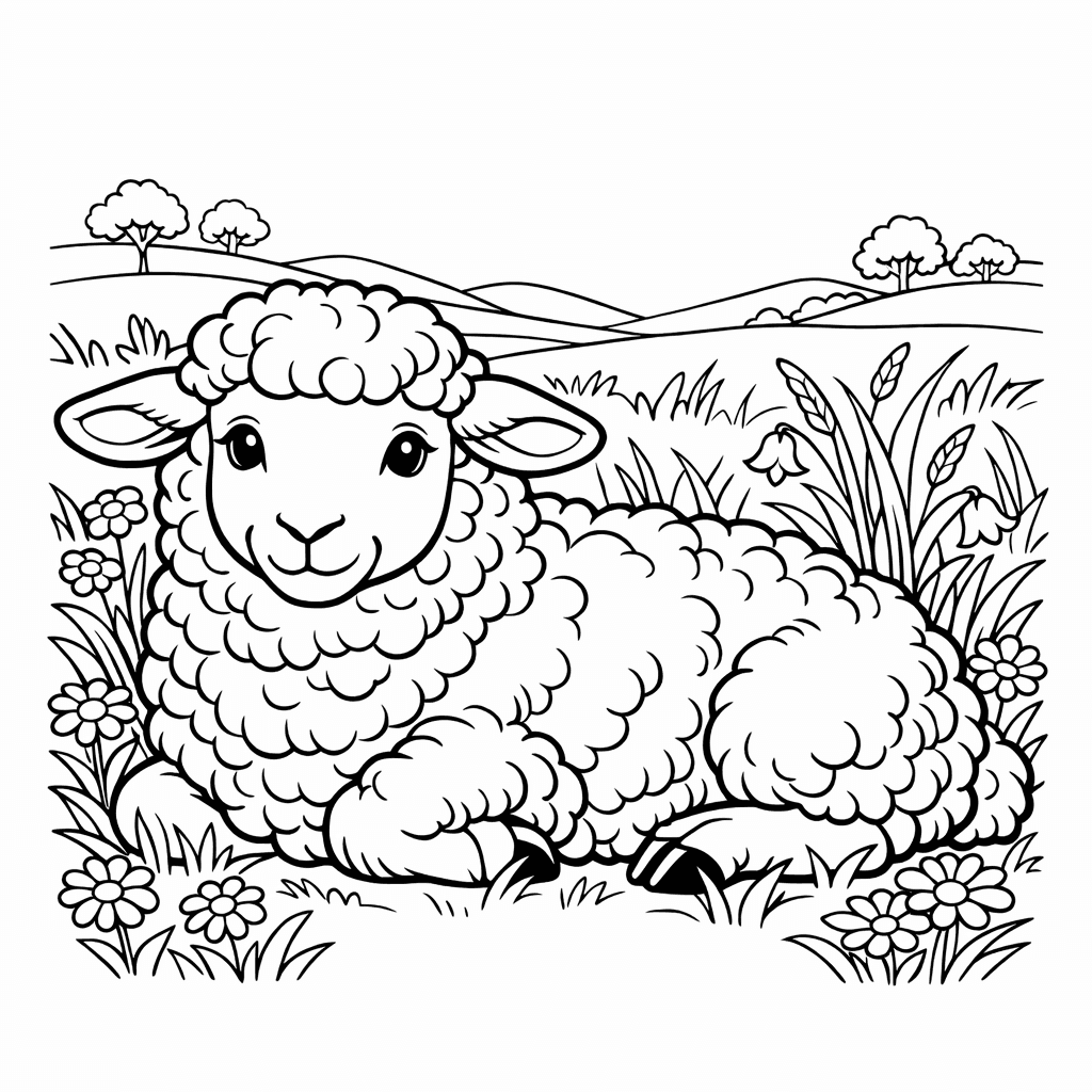 Free printable coloring page: Object Only: Two Or Three Sheeps Side By…, for ages 7-12