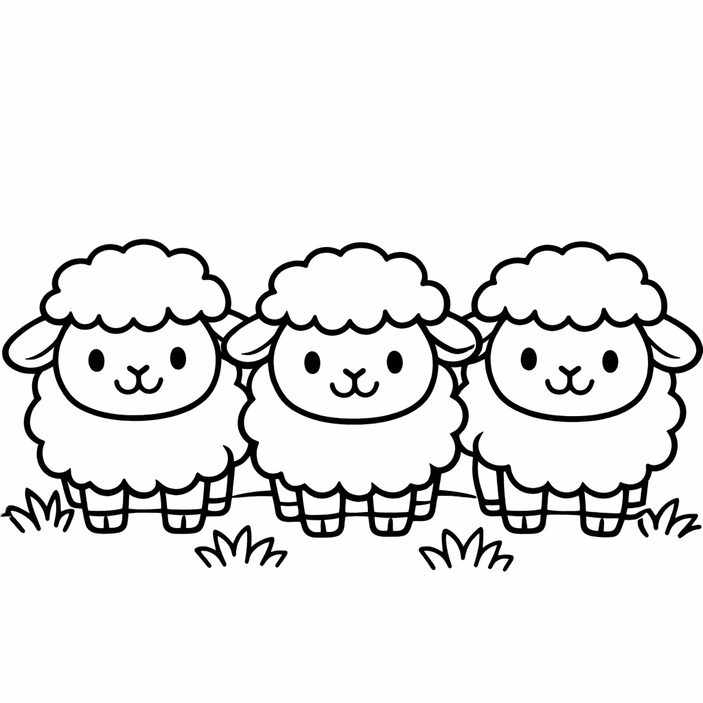 Free printable coloring page: Sheep In Field, for ages 3-6