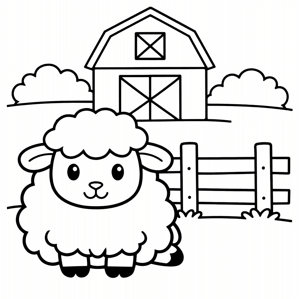 Sheep Coloring Page — Sheep Grazing