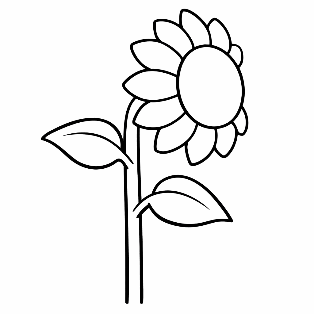 Free printable coloring page: Object Only: Two Or Three Sunflowers Side By…, for ages 3-6