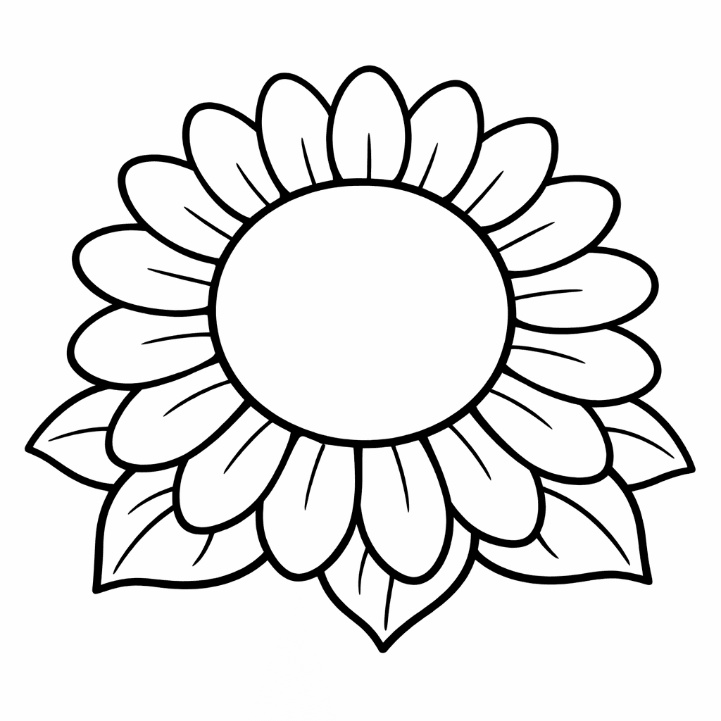 Free printable coloring page: Single Sunflower, for ages 3-6