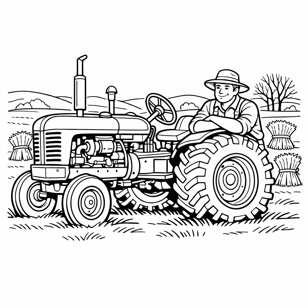 Free printable coloring page: Tractor Front, for ages 7-12