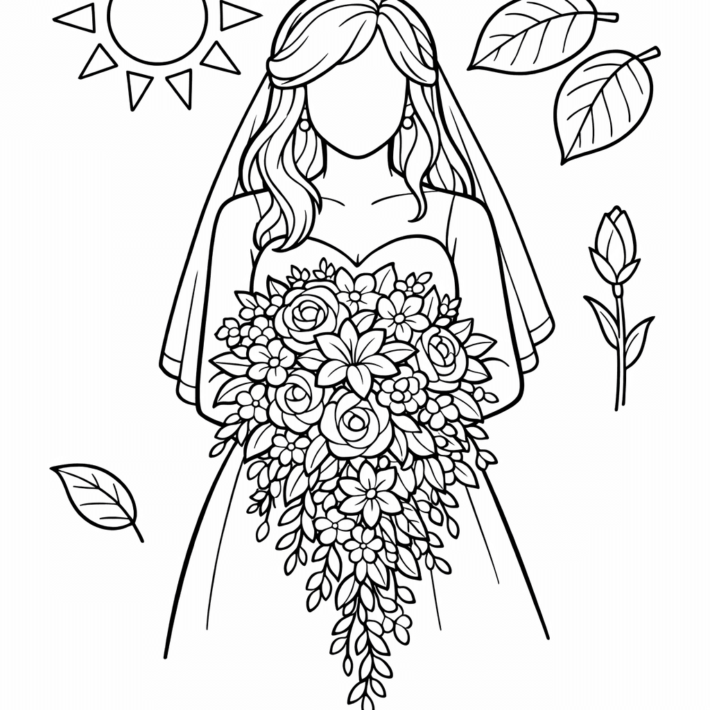 Free printable coloring page: A Cheerful Elephant Holds A Colorful Bouquet Of…, for ages 7-12