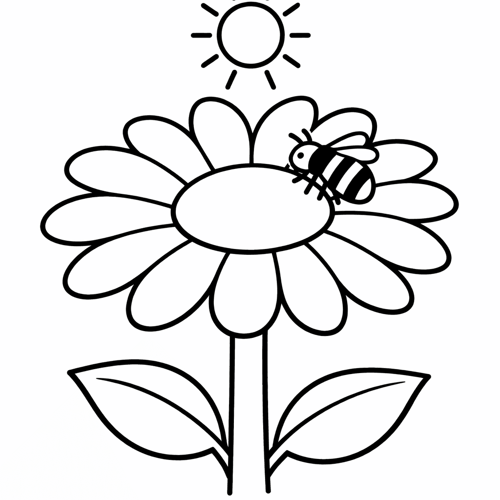 Free printable coloring page: A Cheerful Daisy Stands Proudly In A Sunny…, for ages 3-6