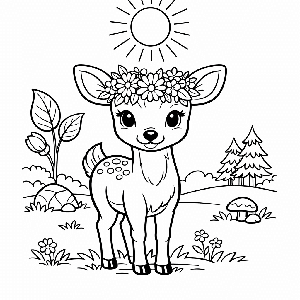 Free printable coloring page: A Cheerful Girl Dances In A Sunny Meadow,…, for ages 7-12