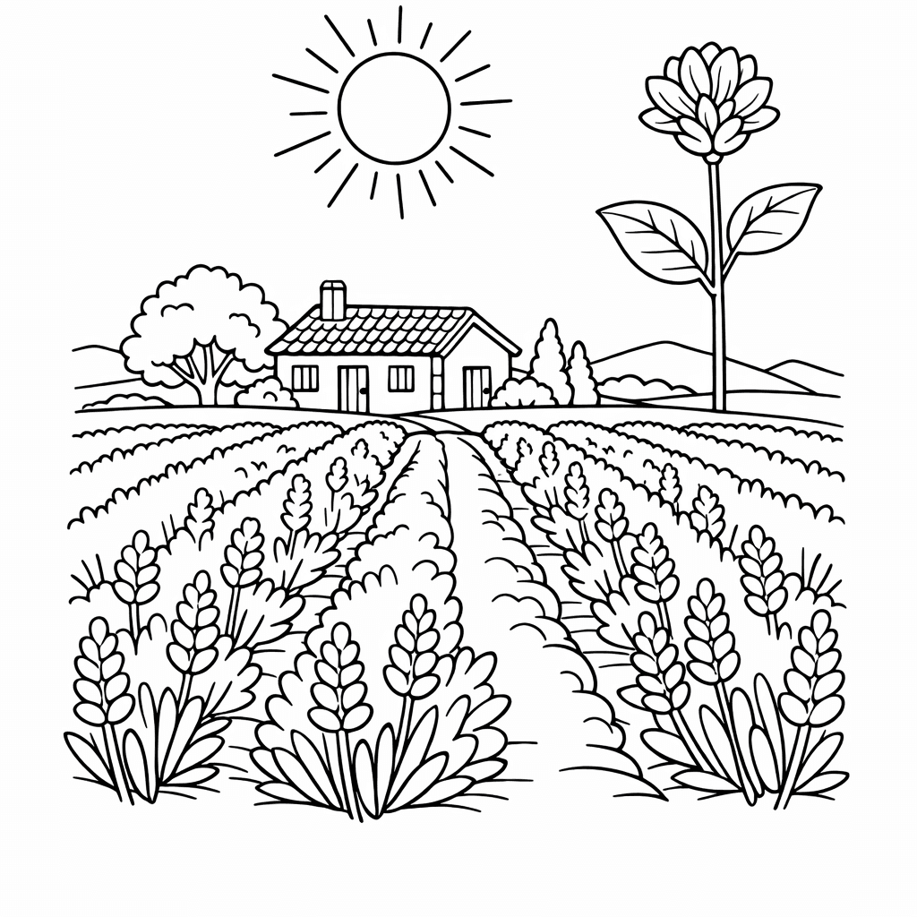 Free printable coloring page: A Whimsical Garden Scene Showing A Cheerful Rabbit…, for ages 7-12