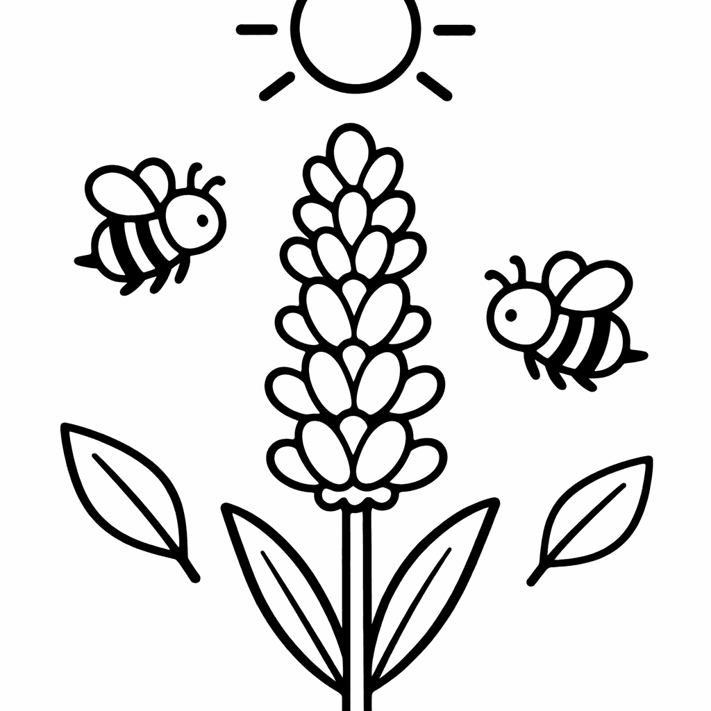 Free printable coloring page: A Close-up Of A Single Lavender Stem With…, for ages 3-6