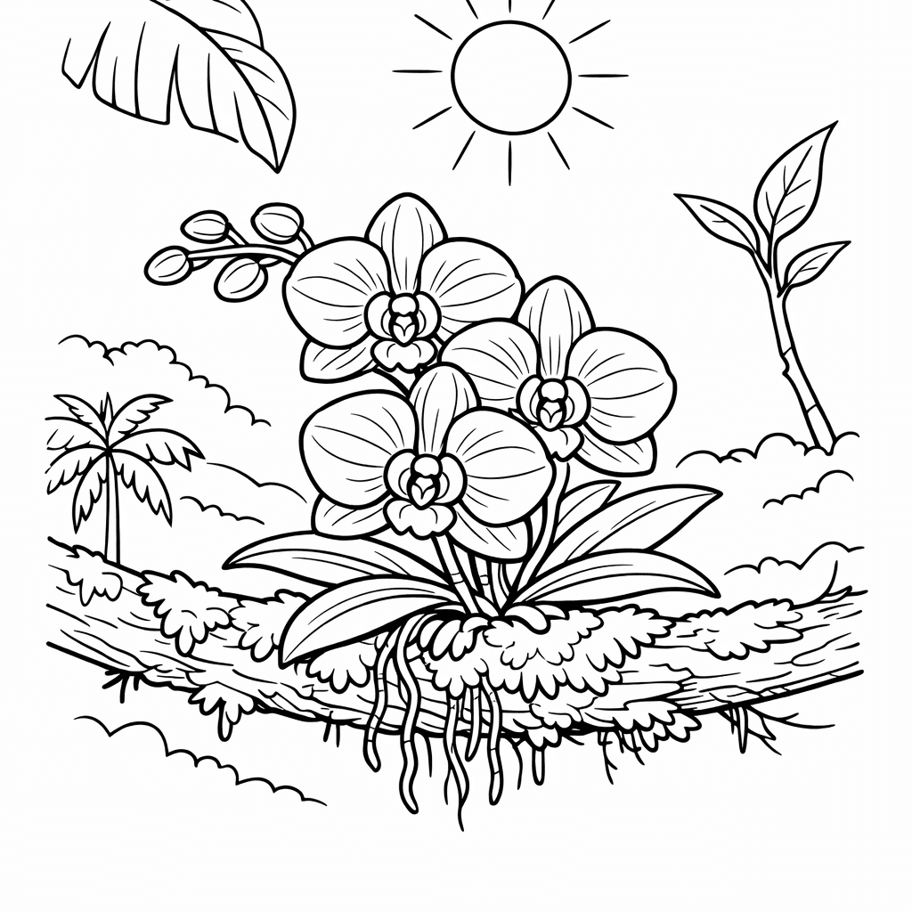 Free printable coloring page: A Close-up Of A Dreamy, Oversized Orchid In…, for ages 7-12