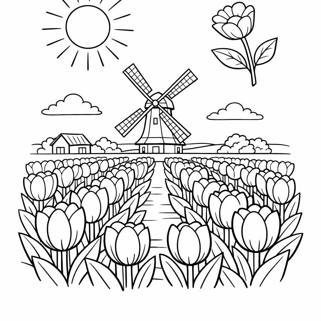 Free printable coloring page: In A Cozy Room, A Little Girl In…, for ages 7-12