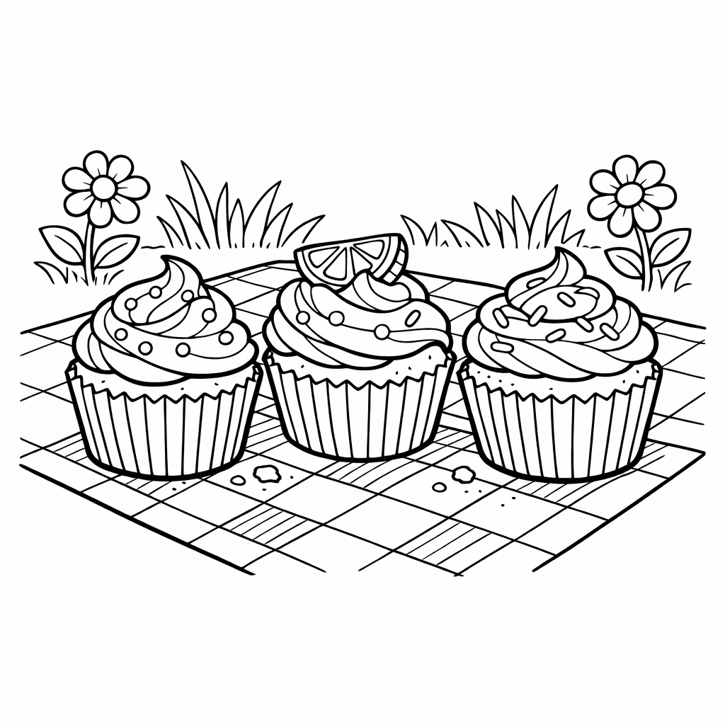 Free printable coloring page: Object Only: A Cute Cake With Clean Outlines, No Background, for ages 7-12