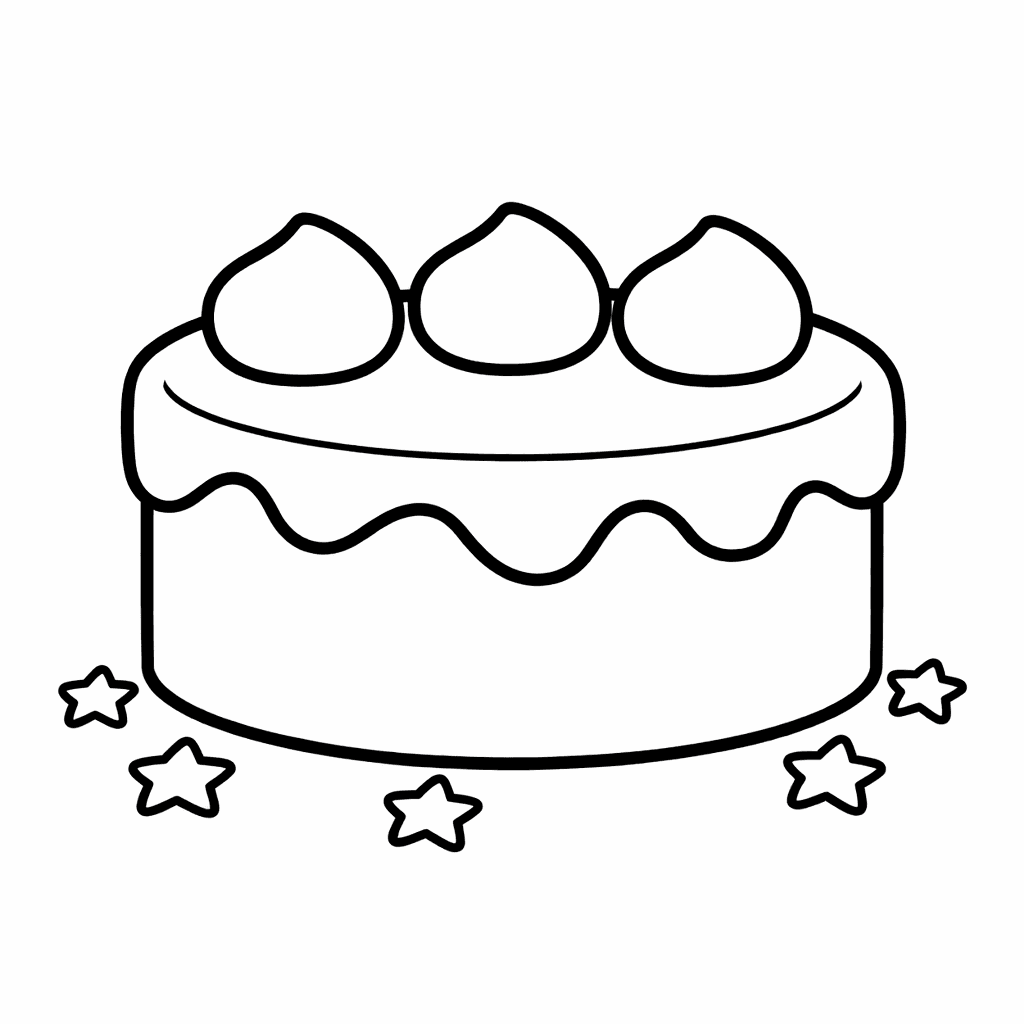 Free printable coloring page: Cake With Candles, for ages 3-6