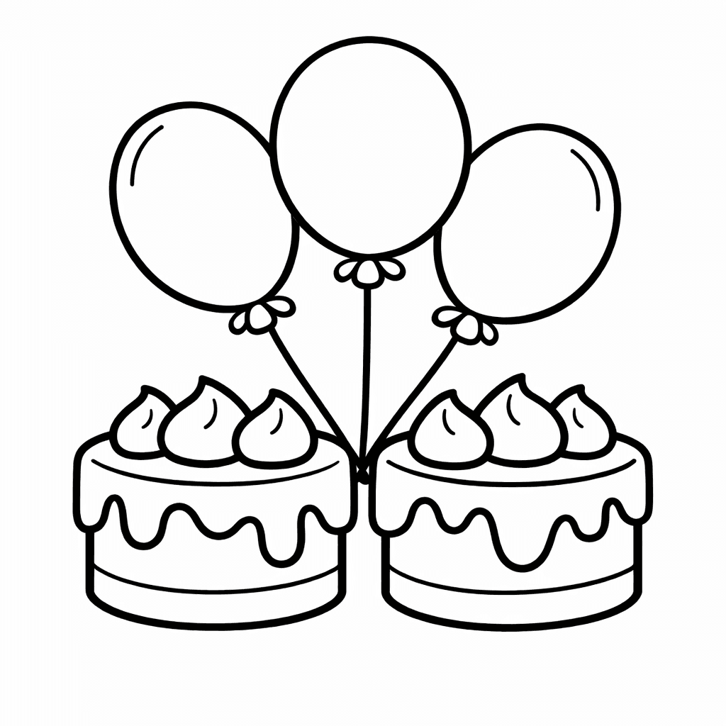 Free printable coloring page: Object Only: A Cute Cake With Clean Outlines,…, for ages 3-6